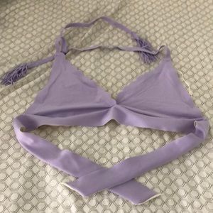 PilyQ lavender and cream bikini top sz D NWT